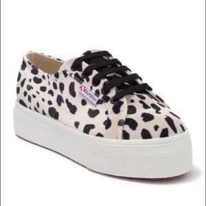 Velvet Dalmatian Print Platform Sneakers
